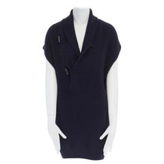CHLOE navy blue alpaca wool toggle button sleeveless sweater dress S