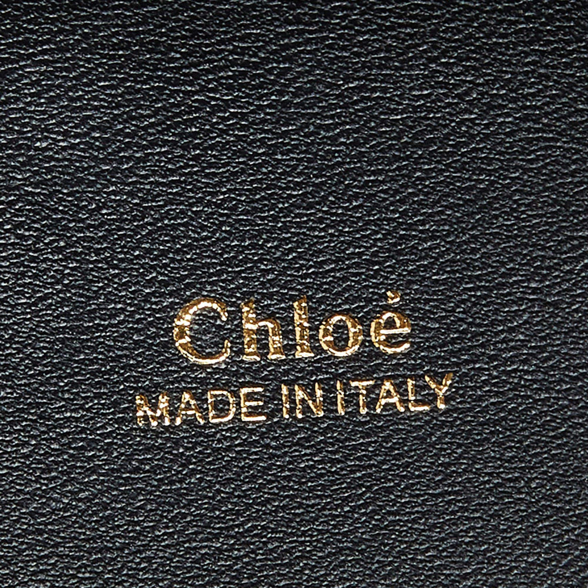 Chloe Navy Blue/Black Croc Embossed and Leather Small Aby Lock Bag 2