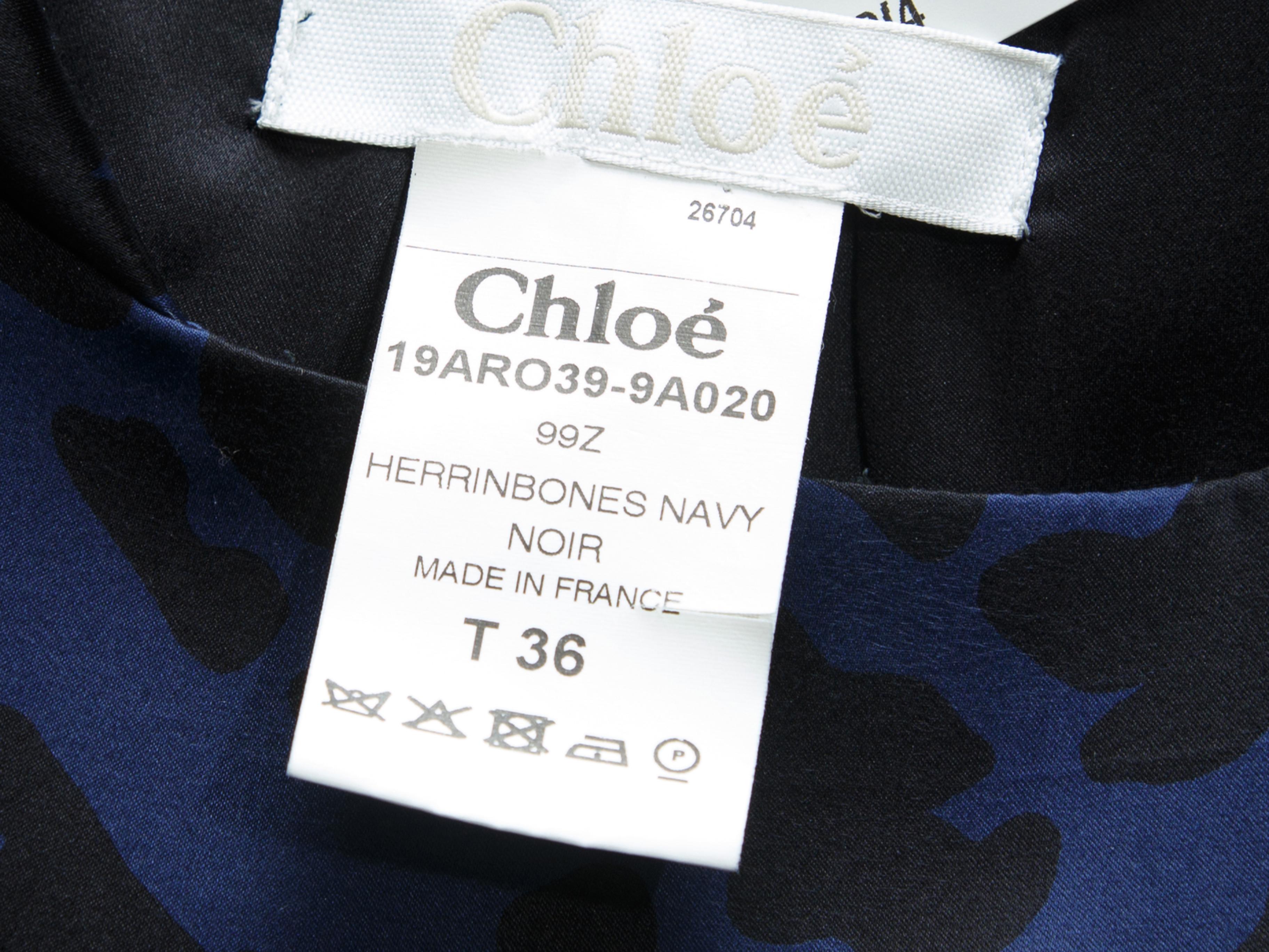 Women's Chloe Navy Blue & Black Printed Silk Shift Dress