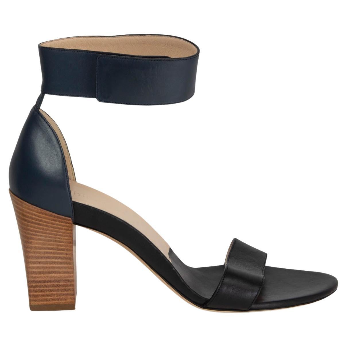 CHLOE navy blue & black TWO TONE ANKLE STRAP Sandals Shoes 42 SEAWATER For Sale