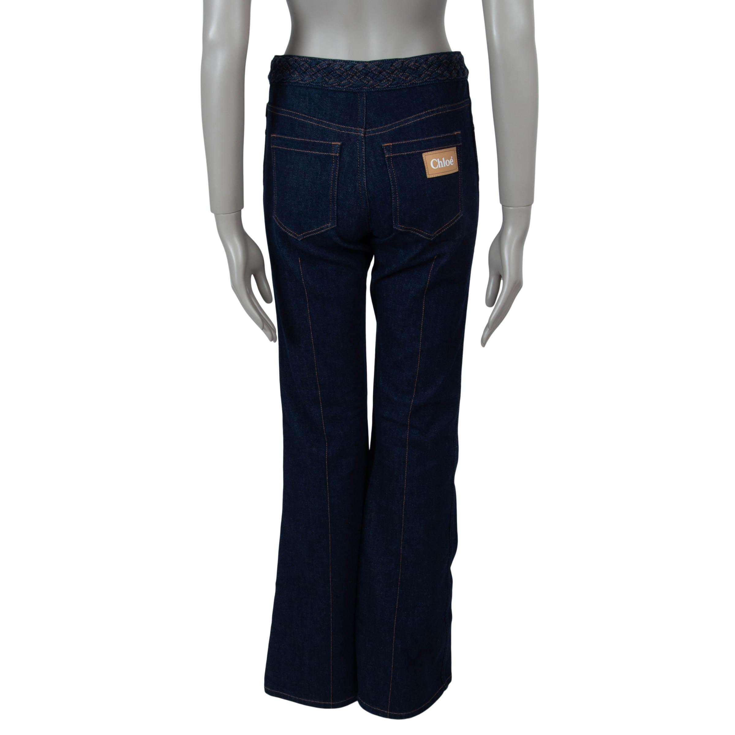 Black CHLOE navy blue cotton 2021 BRAIDED FLARED DENIM Jeans Pants 36 XS