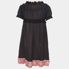 Chloe Navy Blue Cotton & Silk Mini Dress