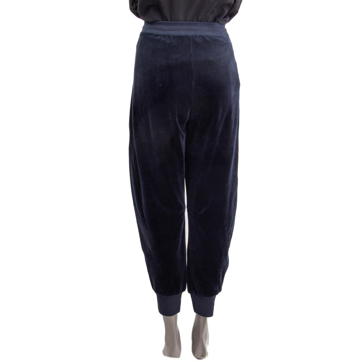 Black CHLOE navy blue cotton VELVET Sweatpants Pants 40 M For Sale