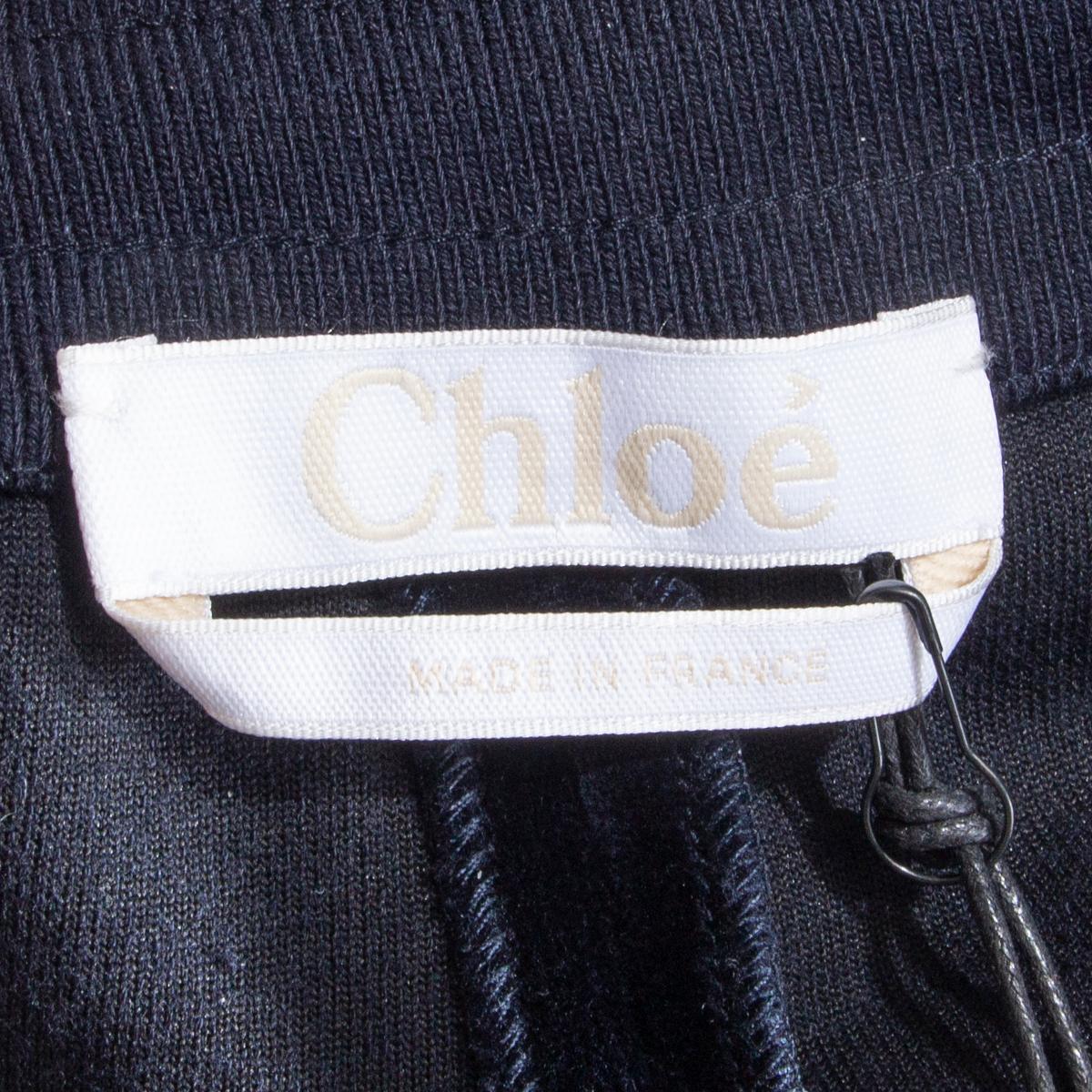 Women's CHLOE navy blue cotton VELVET Sweatpants Pants 40 M For Sale