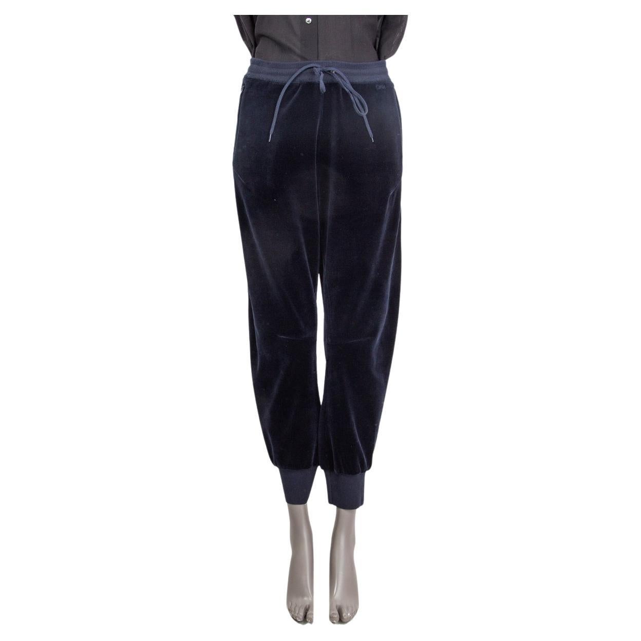 CHLOE navy blue cotton VELVET Sweatpants Pants 40 M For Sale