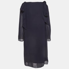 Chloe Navy Blue Crepe Tie-Up Detail Anthraci Robe Dress S