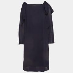 Chloe Navy Blue Crepe Tie-Up Detail Anthraci Robe Dress S