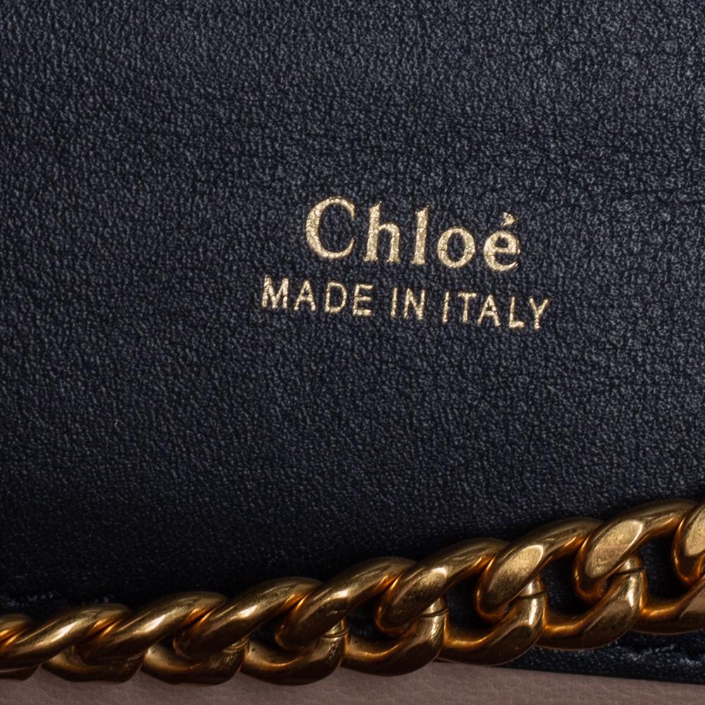 Women's Chloe Navy Blue Croc Embossed Leather Mini Aby Shoulder Bag