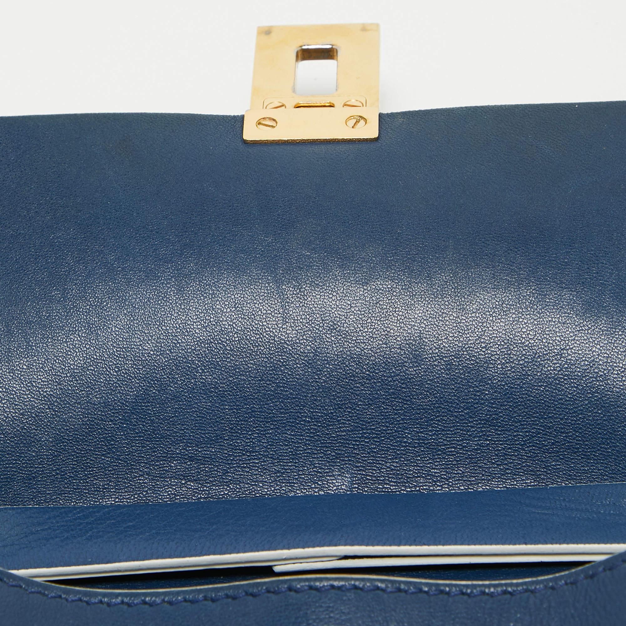 Chloe Navy Blue/Grey Leather Medium Drew Shoulder Bag en vente 13