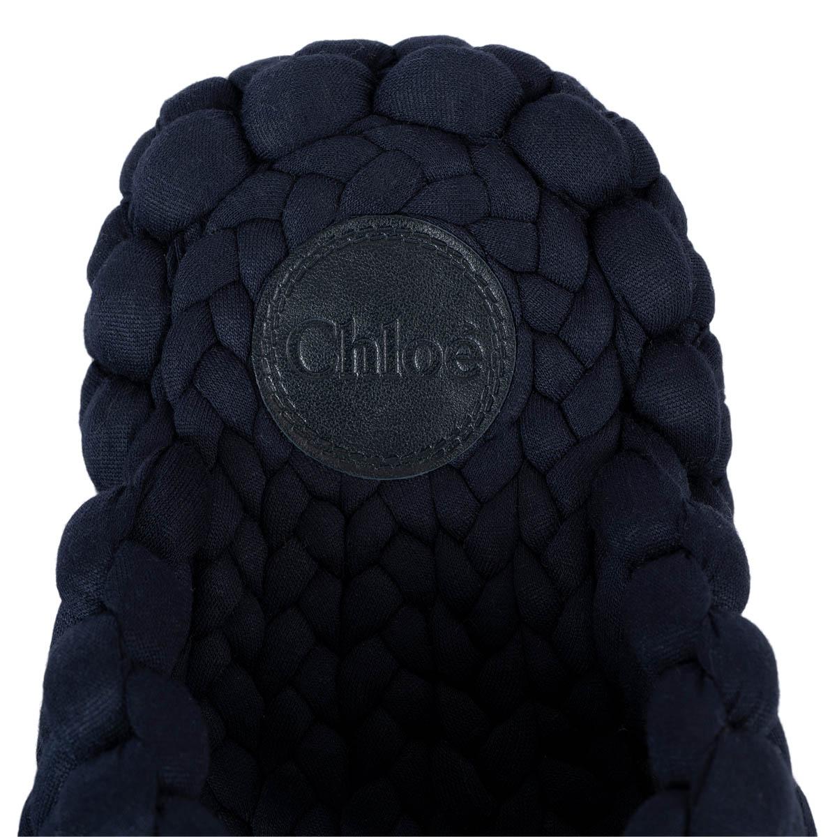CHLOE navy blue jersey KAMY BRAIDED PLATFORM Slides Sandals Shoes 37 For Sale 3