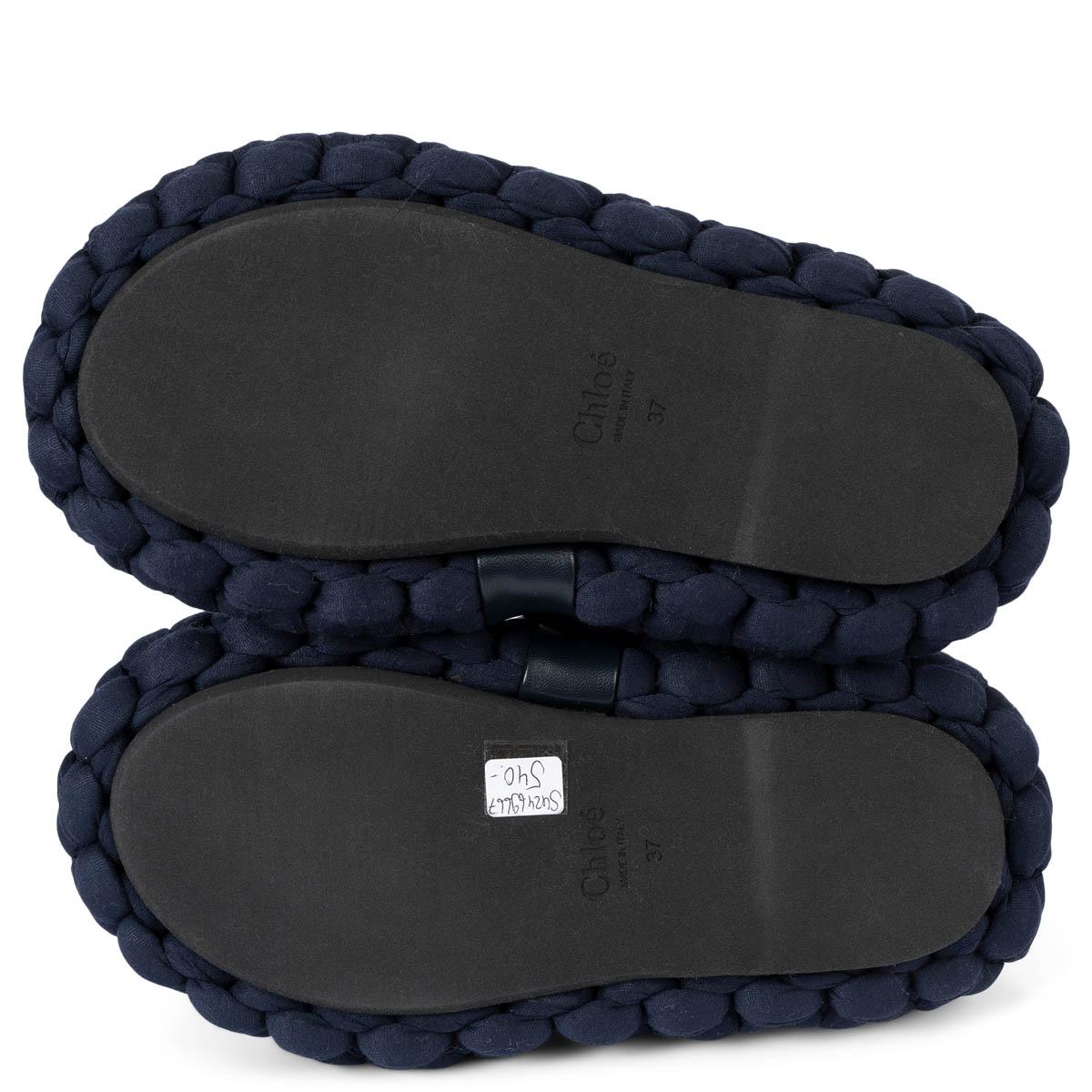 CHLOE navy blue jersey KAMY BRAIDED PLATFORM Slides Sandals Shoes 37 For Sale 4