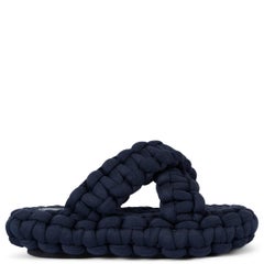 CHLOE navy blue jersey KAMY BRAIDED PLATFORM Slides Sandals Shoes 37