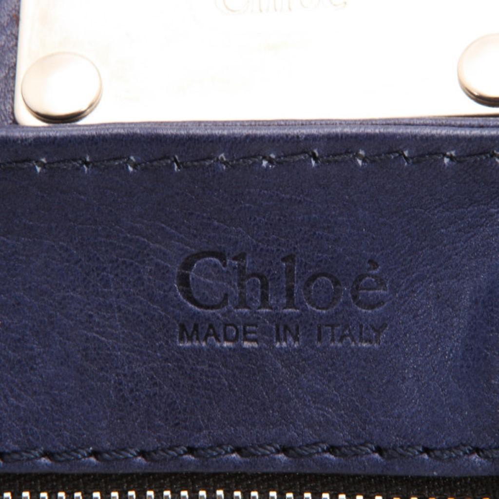 Chloe Marineblaue große Paddington-Tasche im Angebot 8