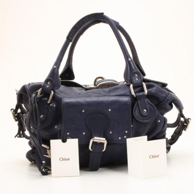 Chloe Navy Blue Large Paddington Tote For Sale 15