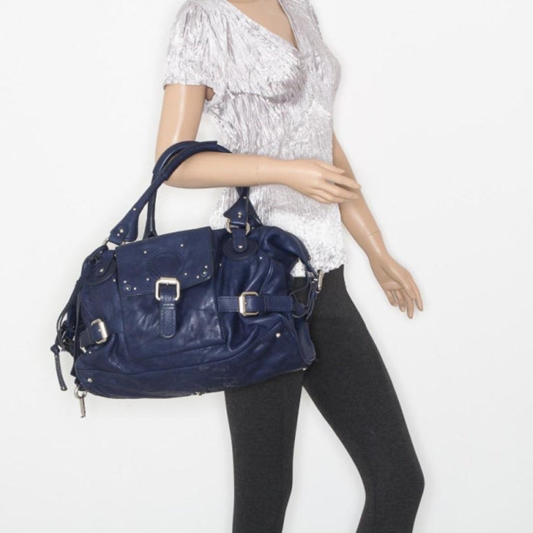 Chloe Navy Blue Large Paddington Tote For Sale at 1stDibs