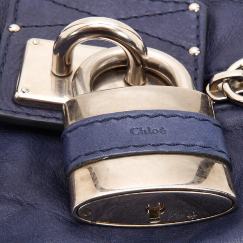Chloe Navy Blue Large Paddington Tote For Sale 4