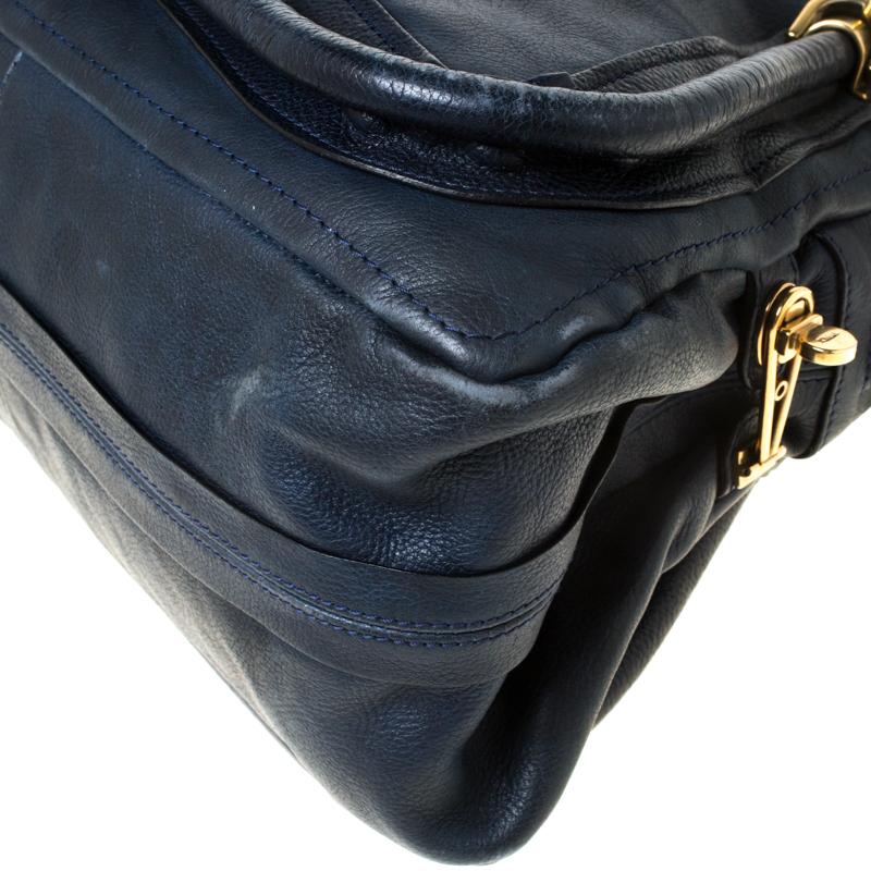 Women's Chloe Navy Blue Leather Medium Paraty Shoulder Bag