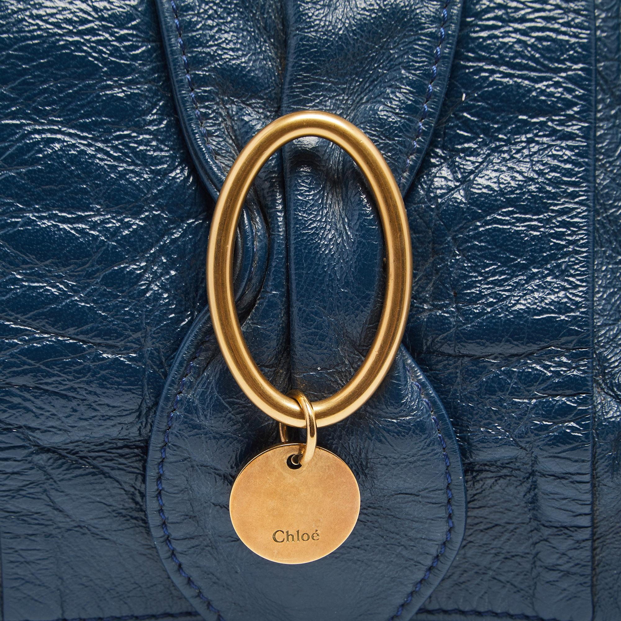 Chloe Navy Blue Leather Shoulder Bag 1
