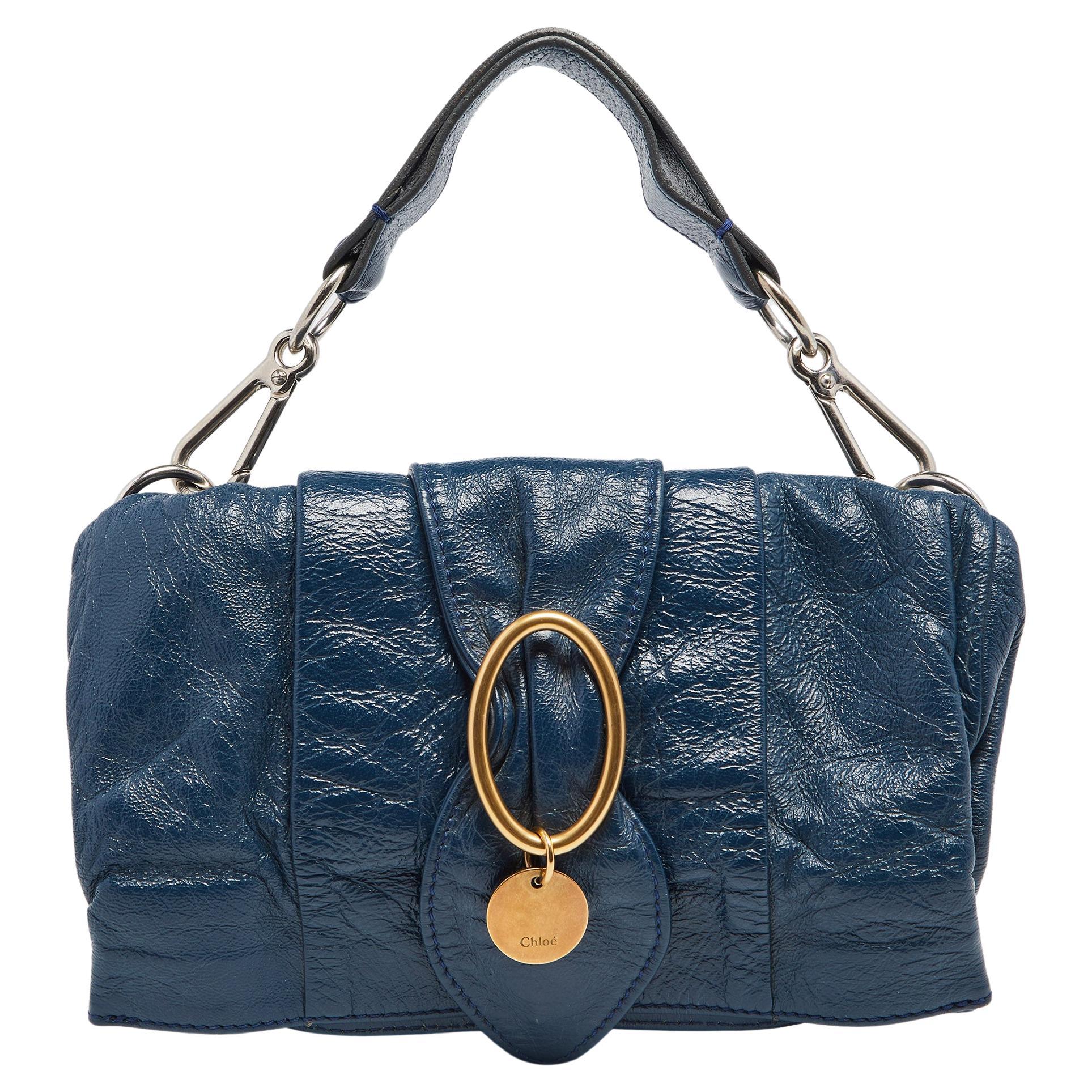 Chloe Navy Blue Leather Shoulder Bag