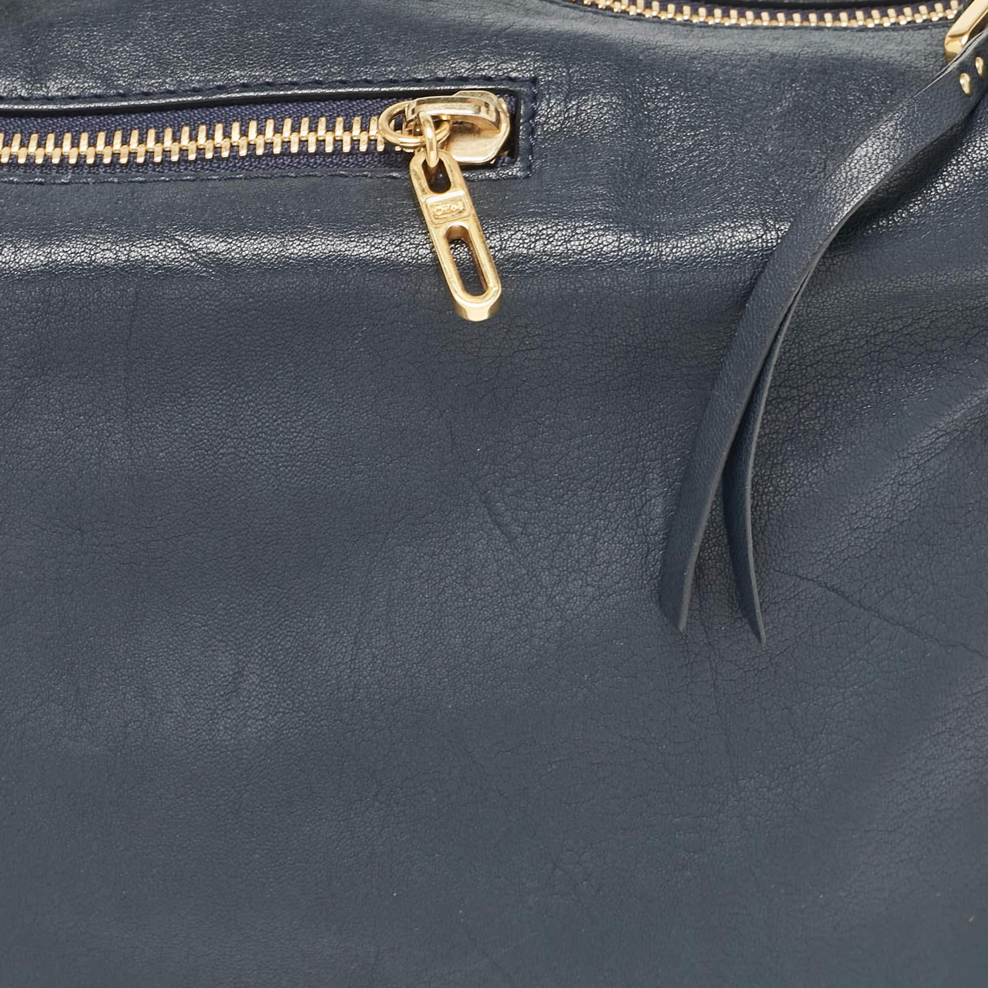 Chloe Navy Blue Leather Vanessa Shoulder Bag For Sale 1