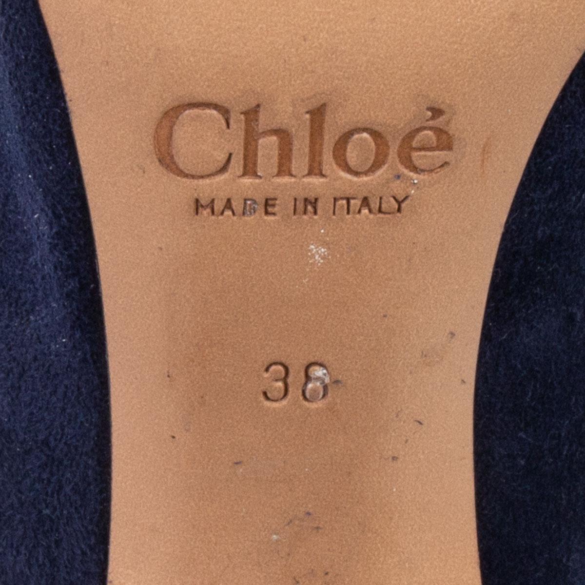 CHLOE marineblaue Wildleder-Stiefeletten Schuhe 38 im Angebot 2