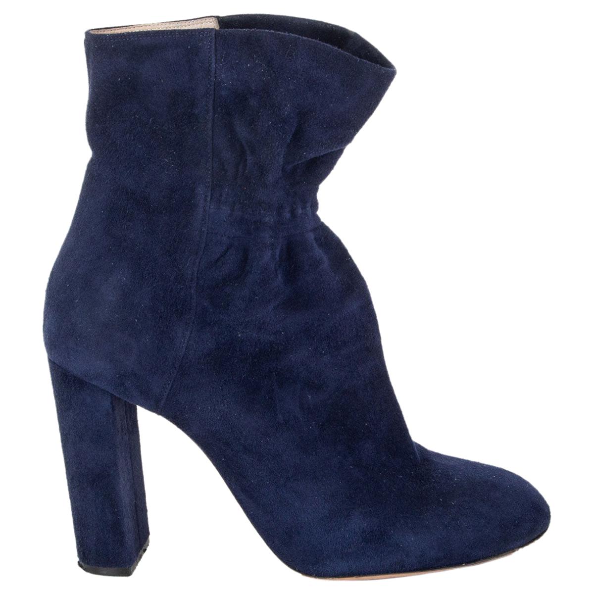 CHLOE navy blue suede Ankle Boots Shoes 38 For Sale