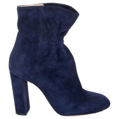 Used CHLOE navy blue suede Ankle Boots Shoes 38