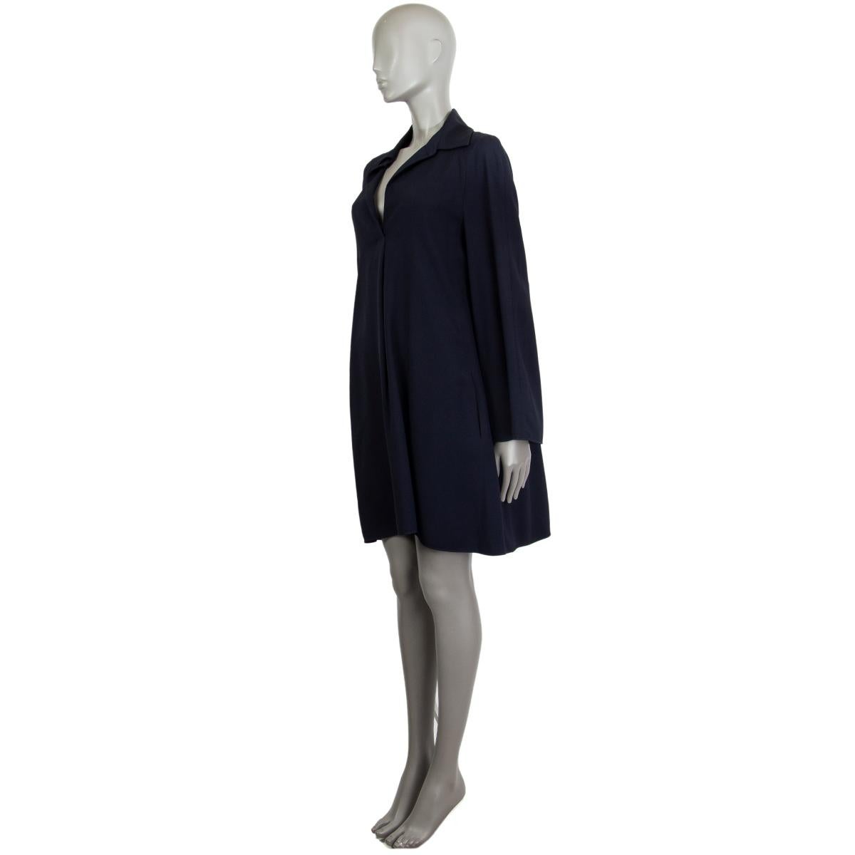 Women's CHLOE navy blue viscose LOOSE SHIRT MINI Dress 40 M