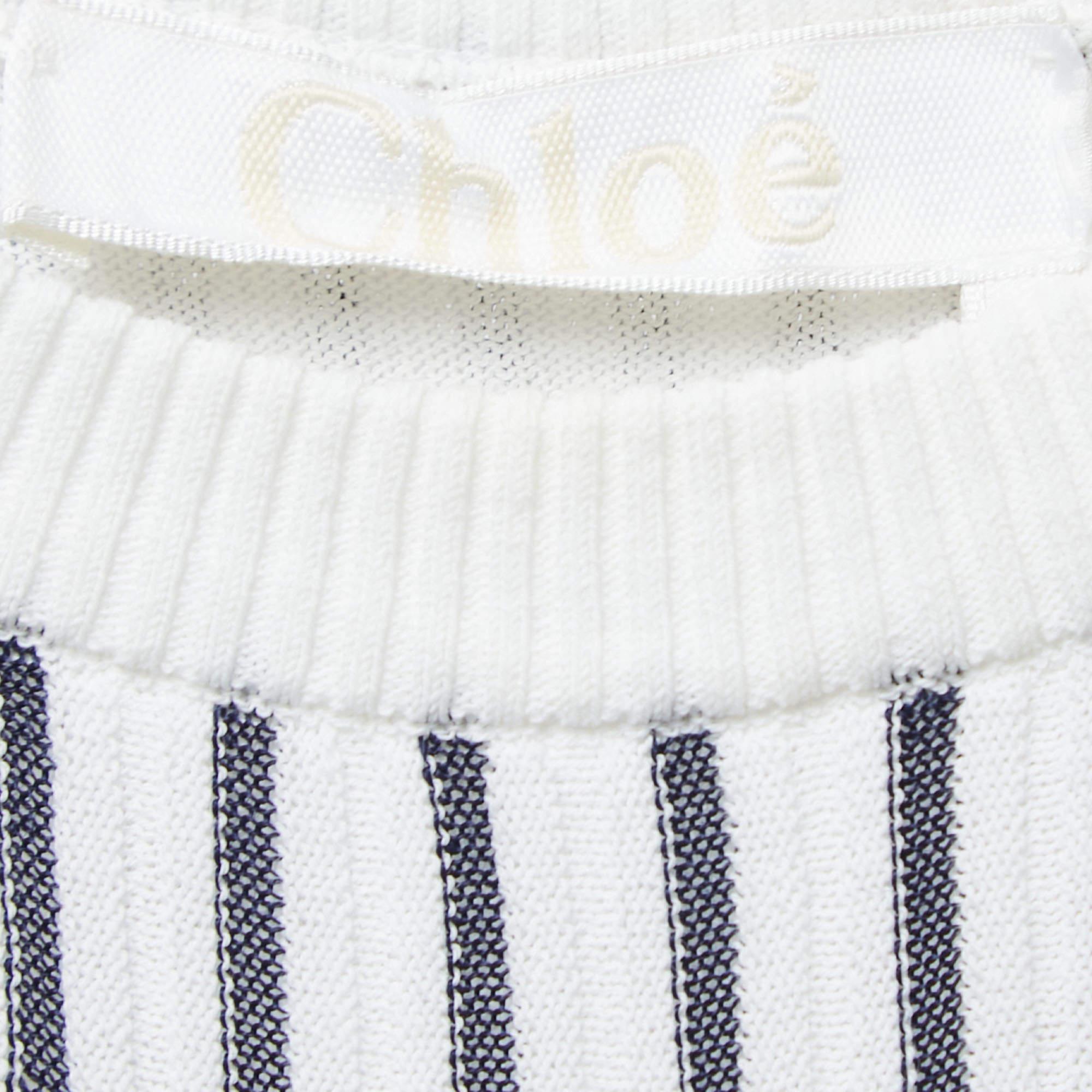 Black Chloe Navy Blue/White Striped Knit Sleeveless Flared Maxi Dress M