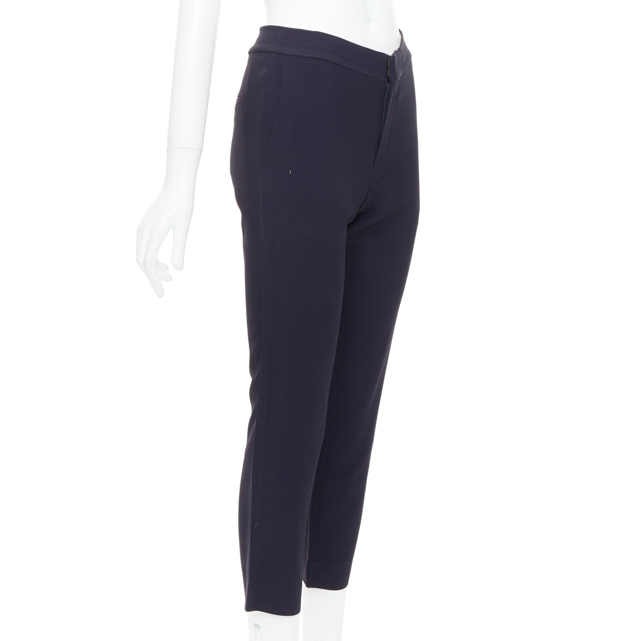 Noir CHLOE Pantalon à épaules effilées et à pinces à dos volant dissimulé bleu marine FR34 XS en vente
