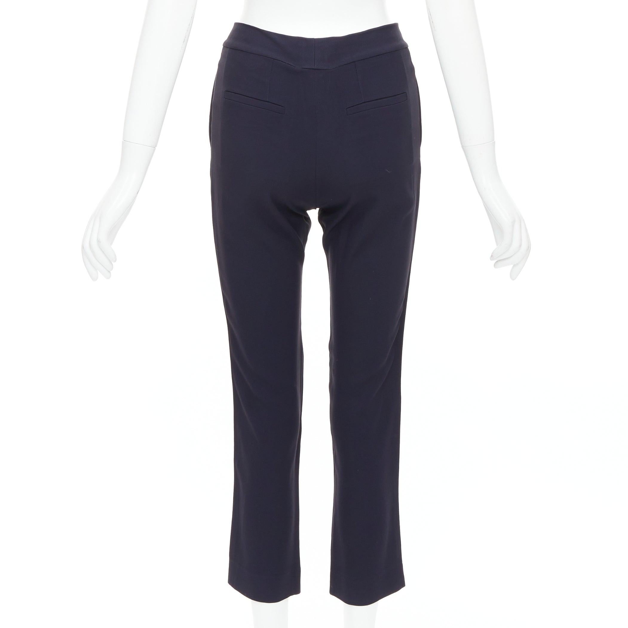 CHLOE Pantalon à épaules effilées et à pinces à dos volant dissimulé bleu marine FR34 XS Pour femmes en vente