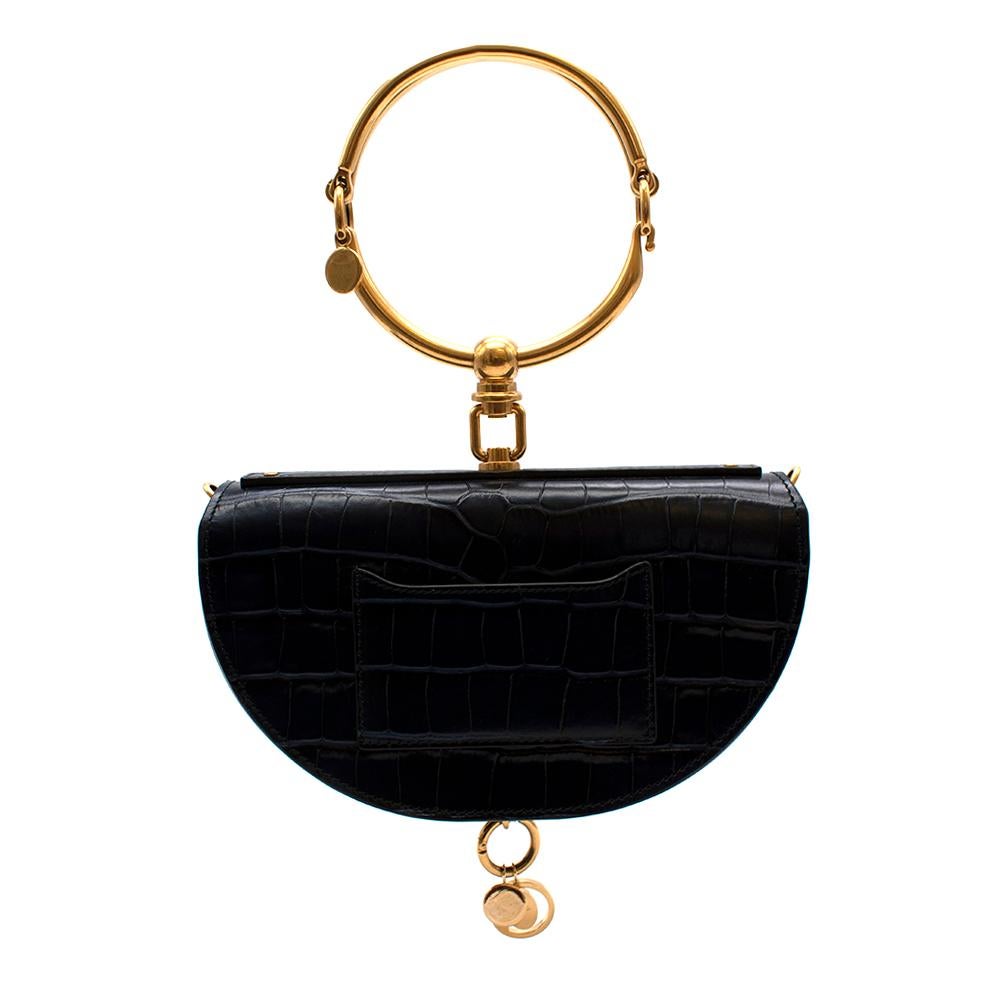 Nero Chloe - Borsa a tracolla Nile in pelle di coccodrillo blu navy