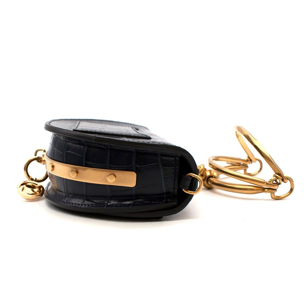 Donna Chloe - Borsa a tracolla Nile in pelle di coccodrillo blu navy