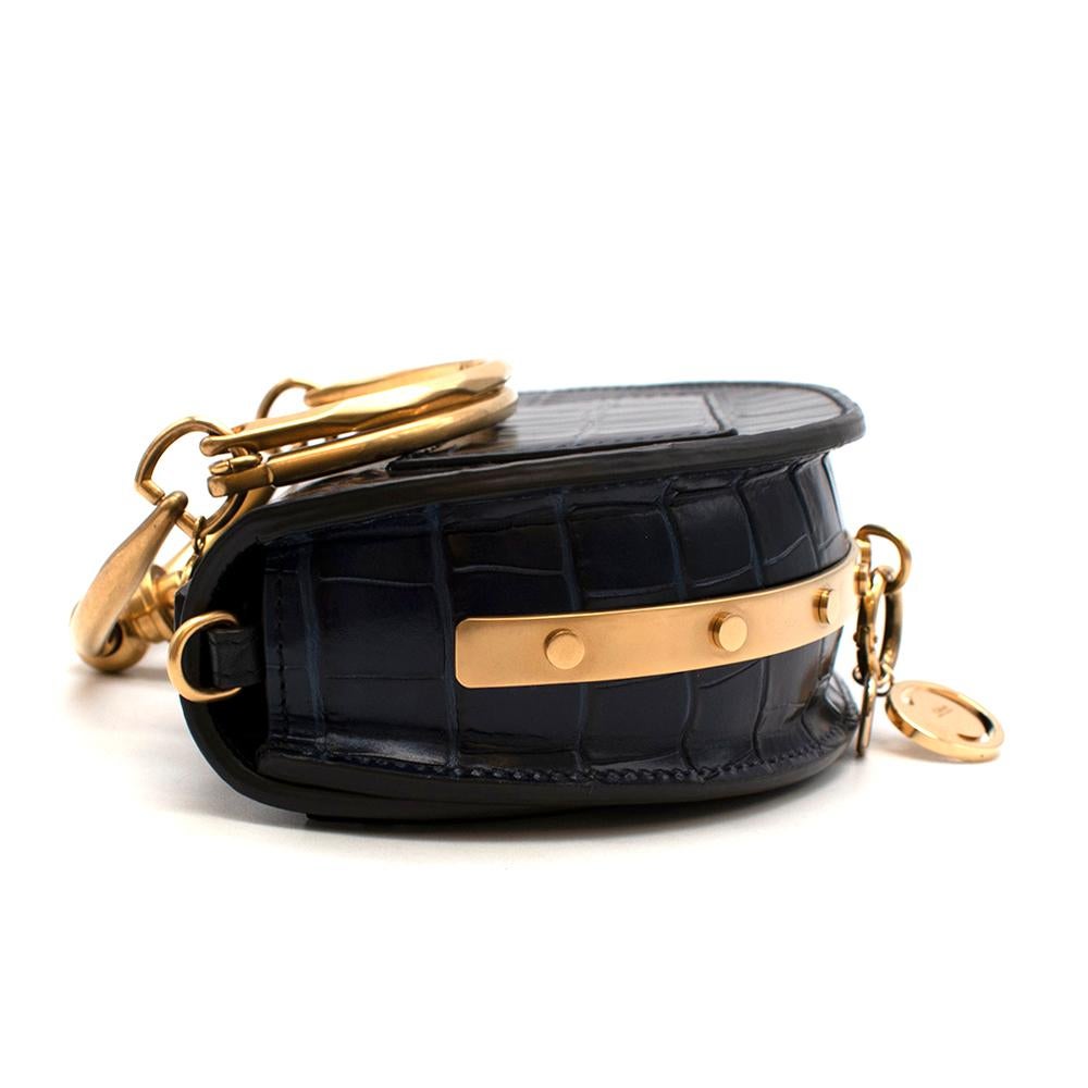 Chloe - Borsa a tracolla Nile in pelle di coccodrillo blu navy 1