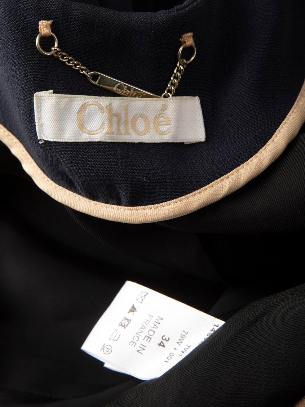 Women's Chloé Navy Cropped Blazer Jacket Size XS For Sale