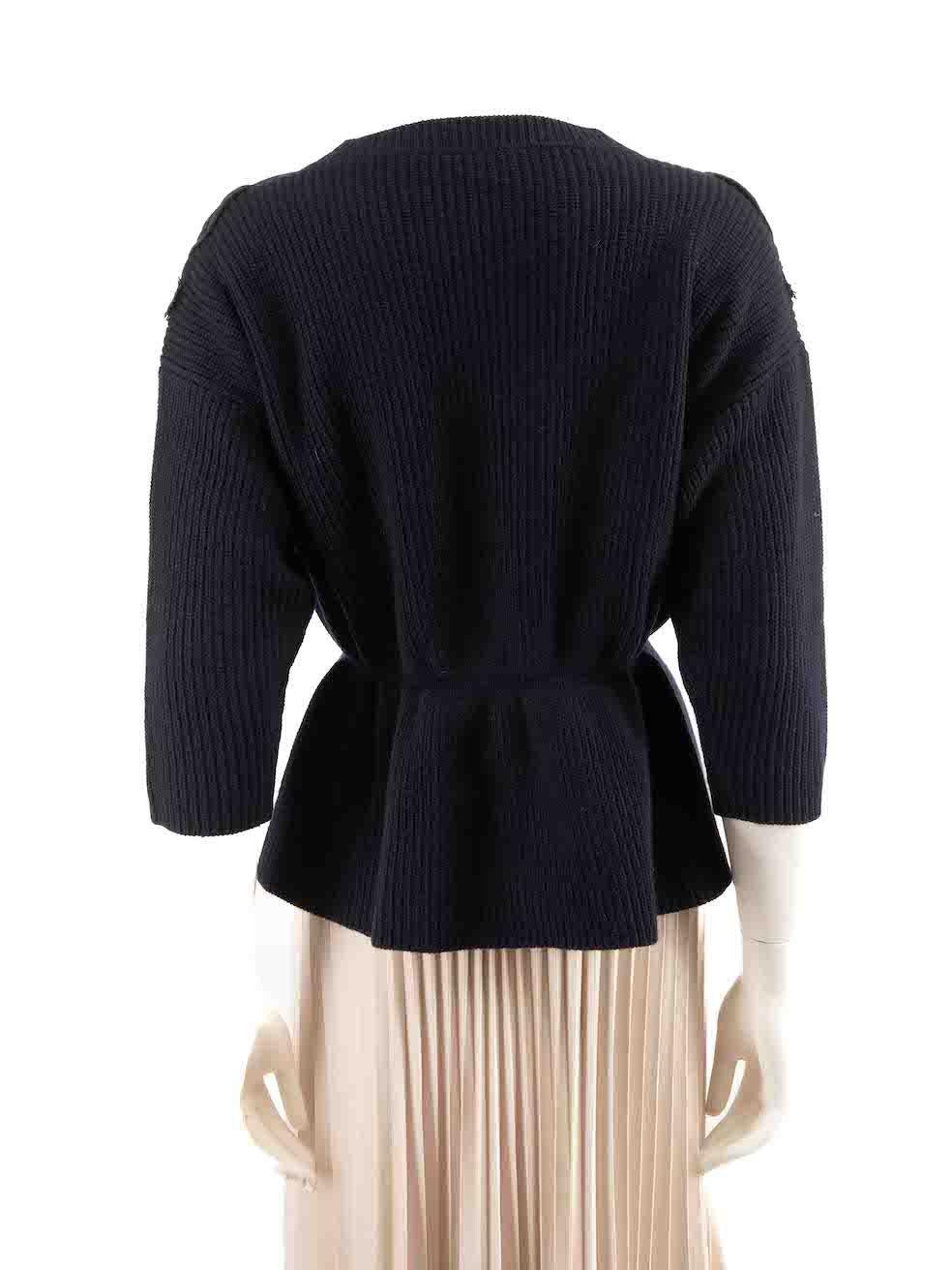 Chloé Navy Flower Detail Shoulder Knit Jumper Size S In Good Condition For Sale In London, GB