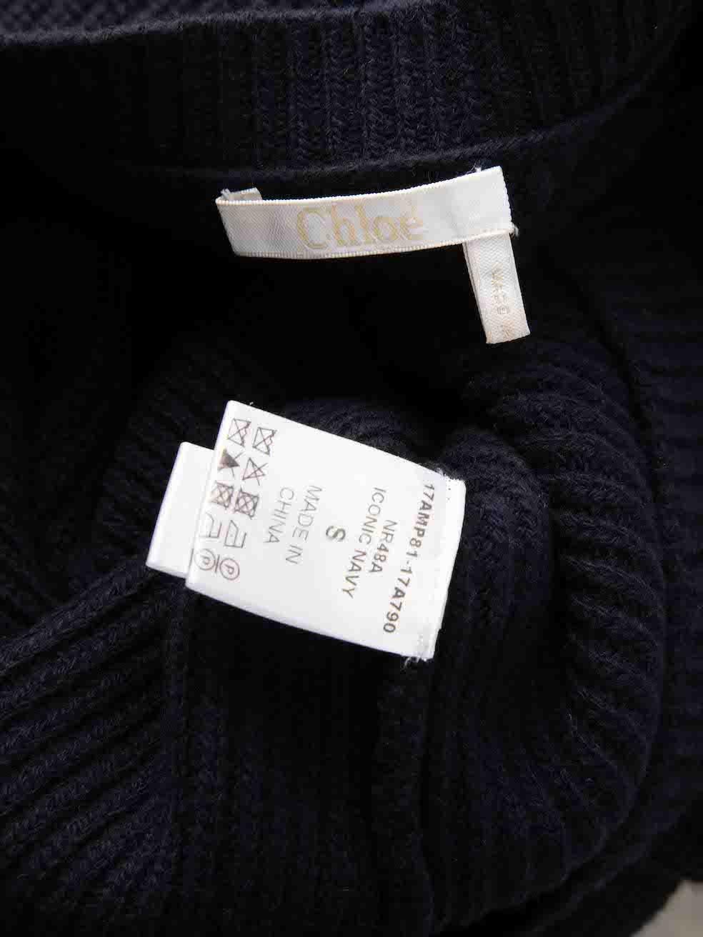 Women's Chloé Navy Flower Detail Shoulder Knit Jumper Size S For Sale