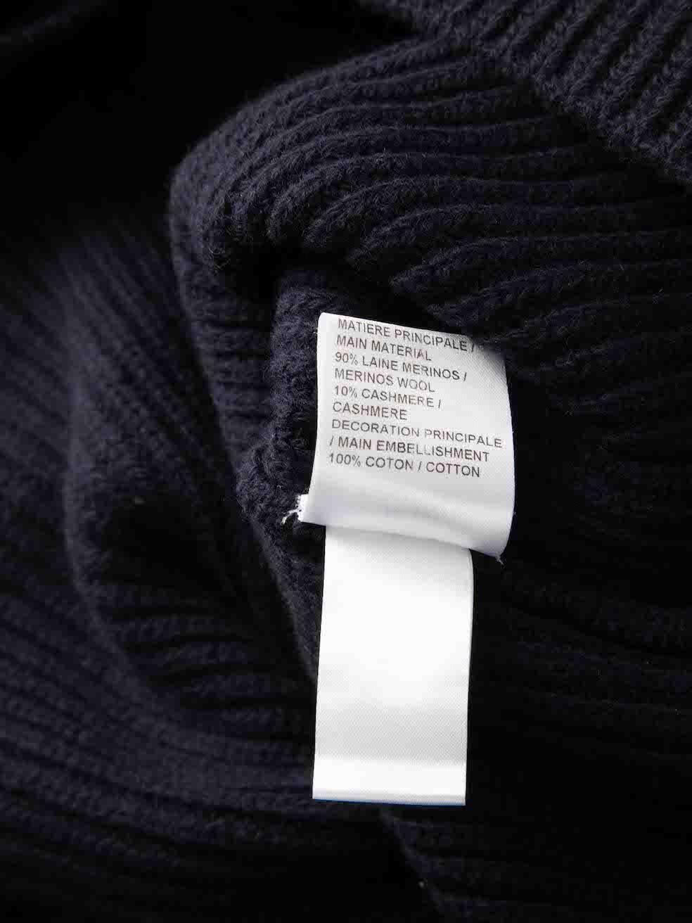 Chloé Navy Flower Detail Shoulder Knit Jumper Size S en vente 1