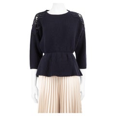 Chloé Navy Flower Detail Shoulder Knit Jumper Size S