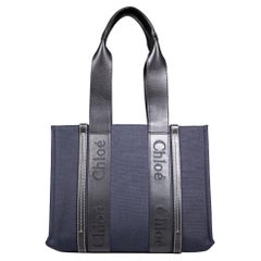 Borsa Chloé Navy Medium Woody Tote