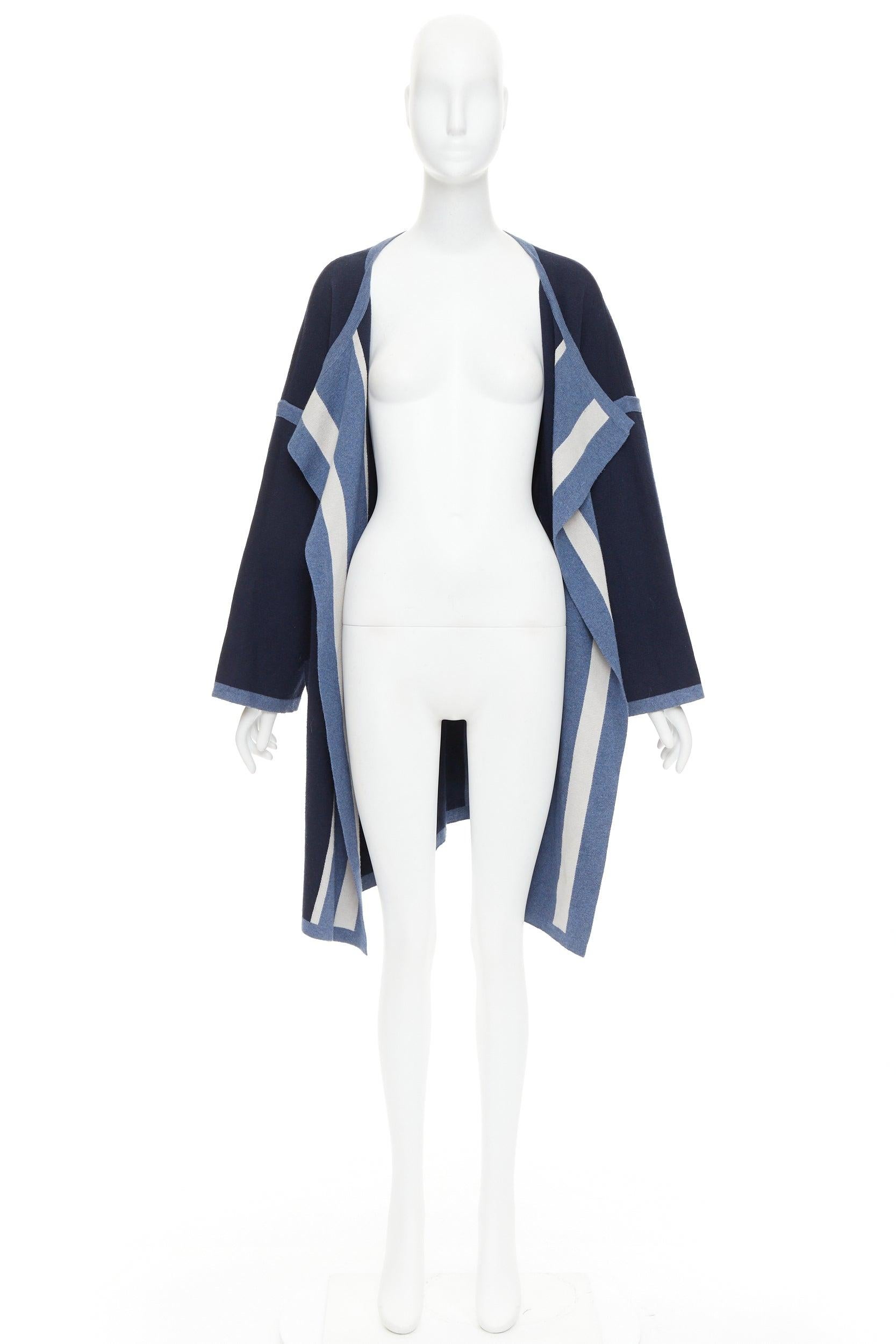 CHLOE marineblauer, ozeanblauer Baumwoll-Seiden-Kaschmir-Strickmantel XS im Angebot 4