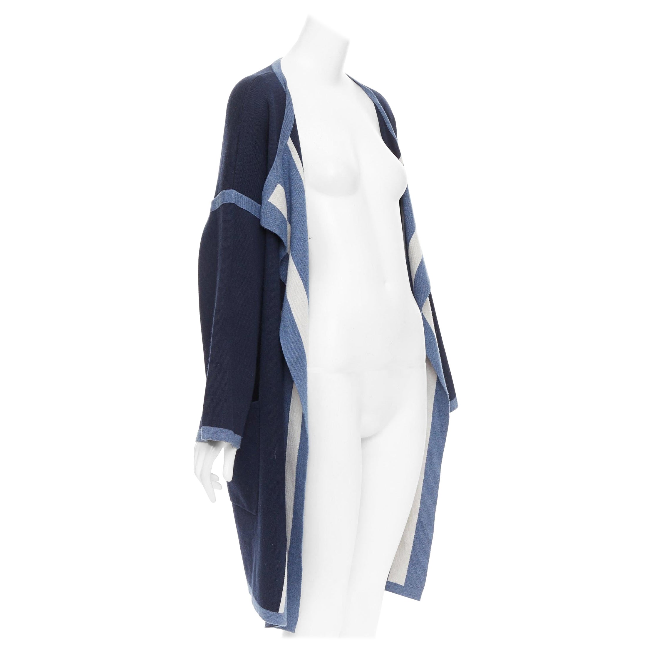 CHLOE marineblauer, ozeanblauer Baumwoll-Seiden-Kaschmir-Strickmantel XS im Angebot