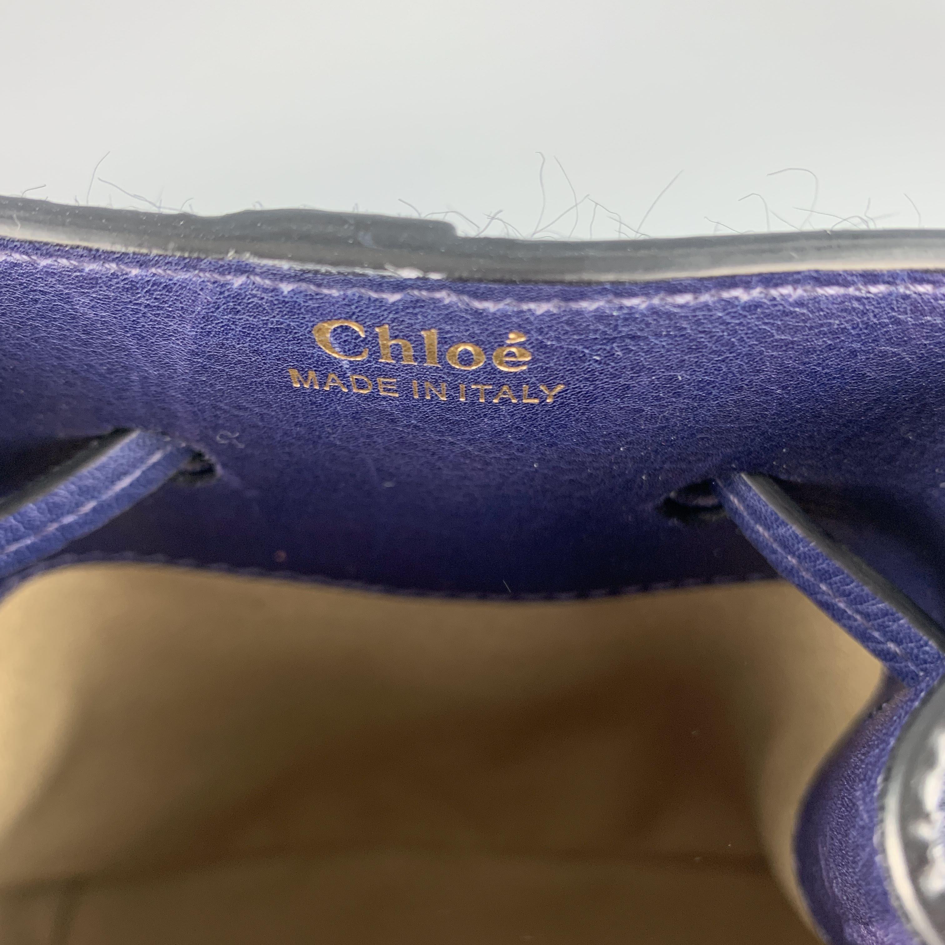 CHLOE Marineblaue GALA Bucket Handtasche aus Ponyhaar im Angebot 5