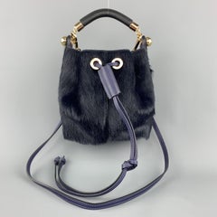 CHLOE Navy Pony Hair GALA Bucket Handbag