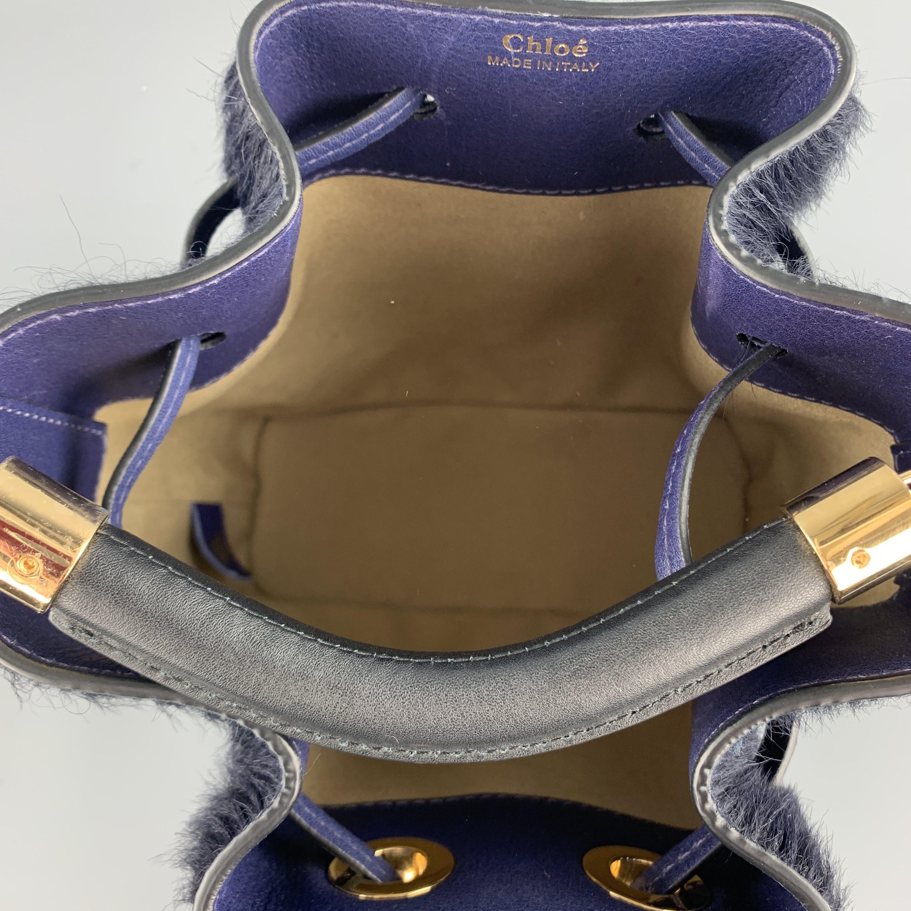 CHLOE Marineblaue GALA Bucket Handtasche aus Ponyhaar im Angebot 4