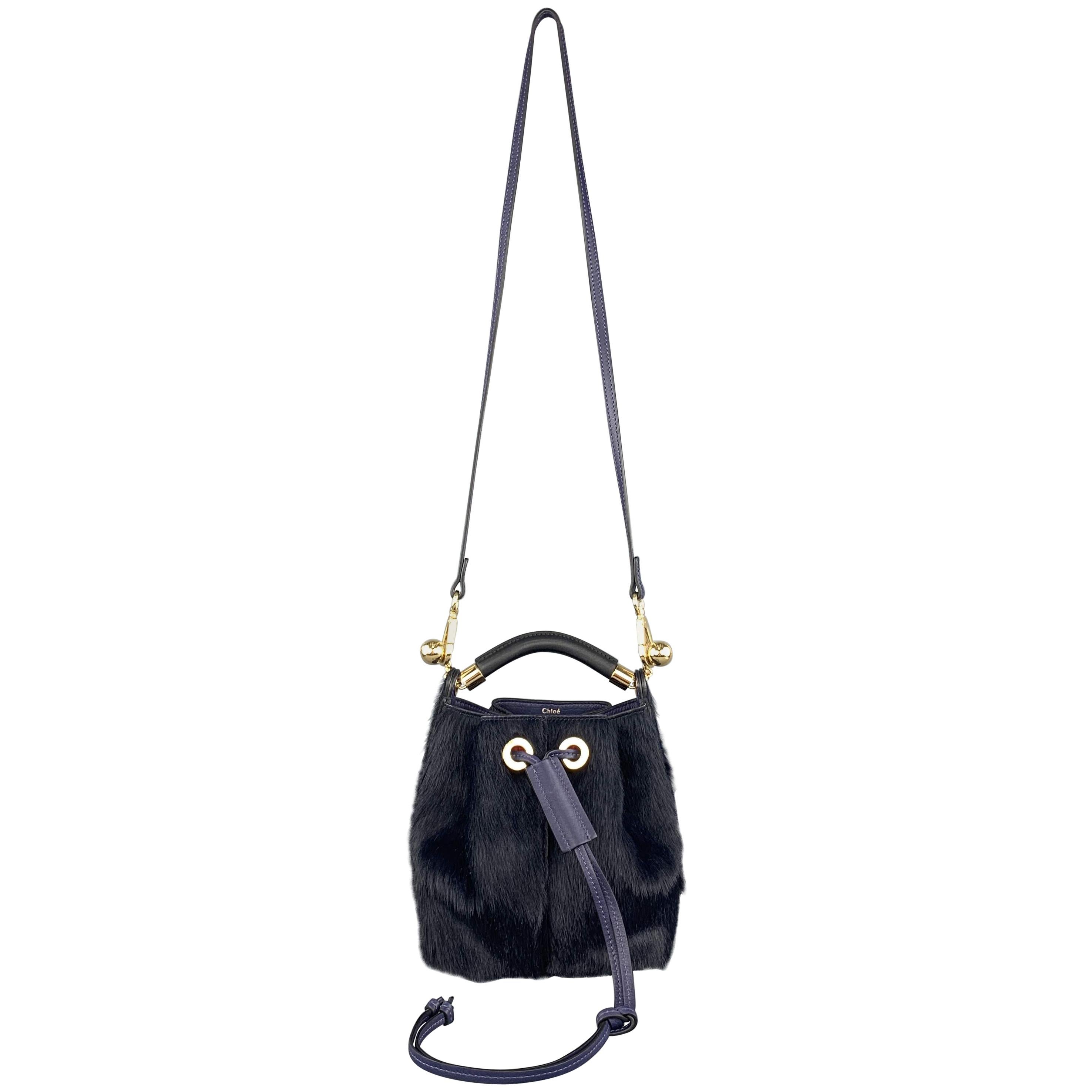 CHLOE Bolso de Pelo de Poni Marino GALA Bucket en venta