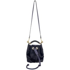 CHLOE Navy Pony Hair GALA Bucket Handbag