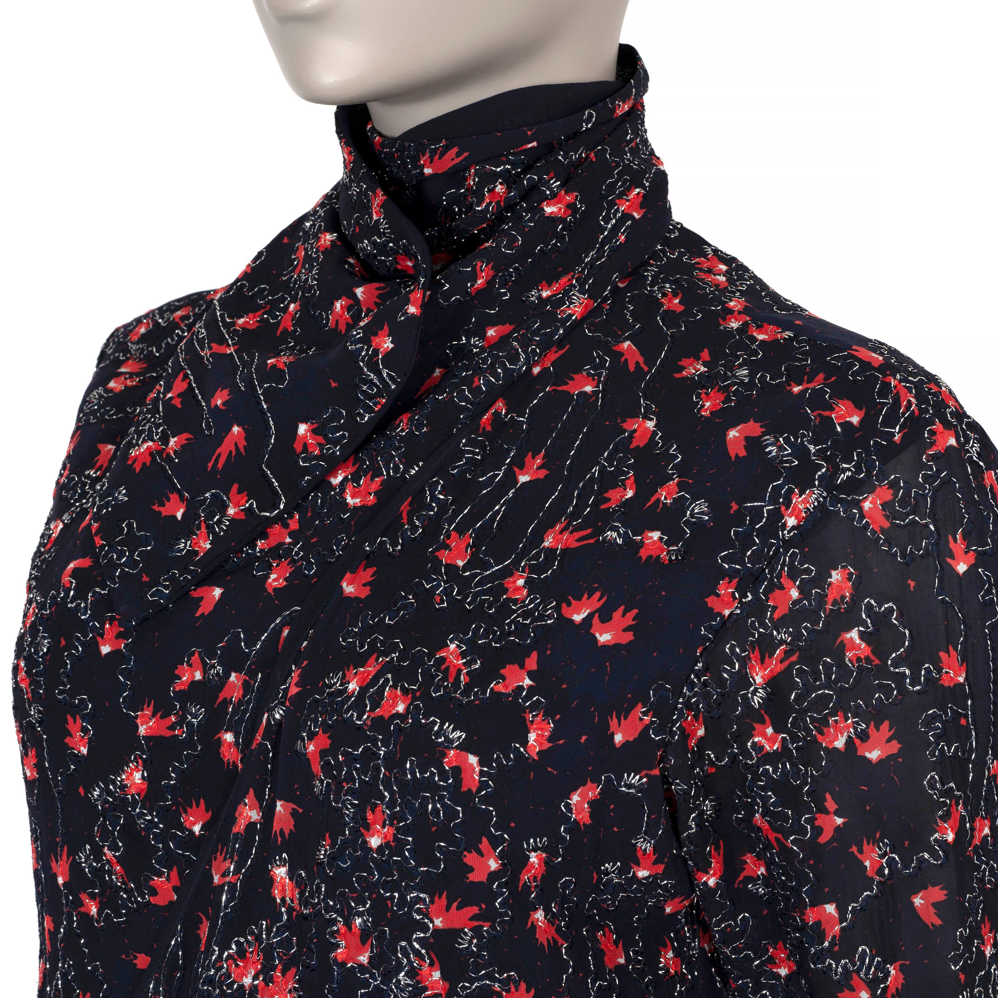 Women's CHLOE navy & red silk 2021 AQUATIC FLORAL MAXI Dress 38 S For Sale