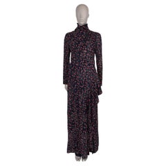 CHLOE navy & red silk 2021 AQUATIC FLORAL MAXI Dress 38 S