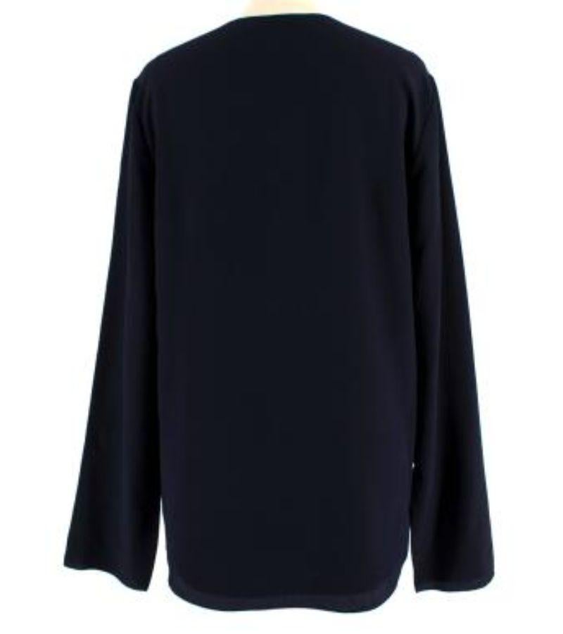 Chloe Navy V-neck Silk Top In Good Condition For Sale In London, GB